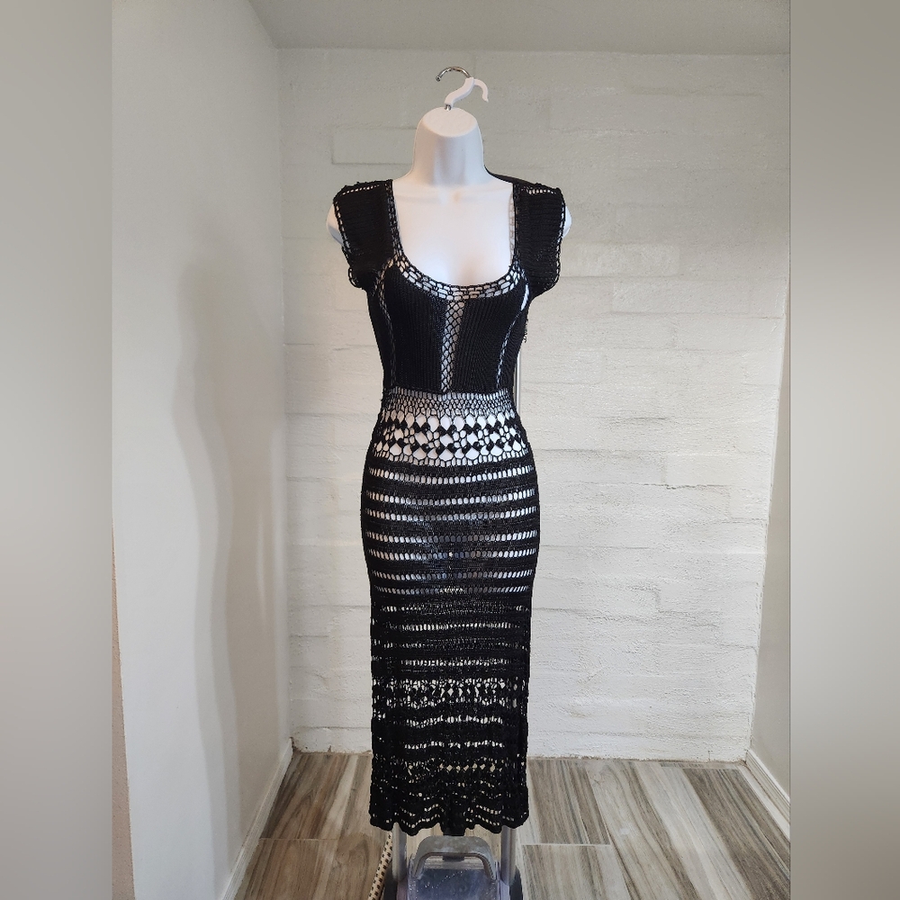 Hugo Buscati  black mesh Dress M